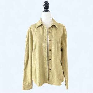 90s Patagonia Yellow Organic Cotton Button Up Shirt Hiking Granola Outdoors Top
